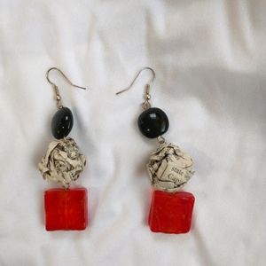 Recycled newspaper earrings